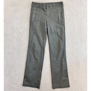 ATHLETA Pants Womens 8 Tall Hiking Roll Up Metal Zippers Straight Leg Grey